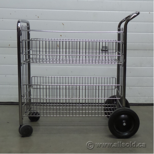 Metal 2Tier Double Basket Rolling Wire File Mail Cart, 37 x 18 Allsold.ca Buy & Sell Used